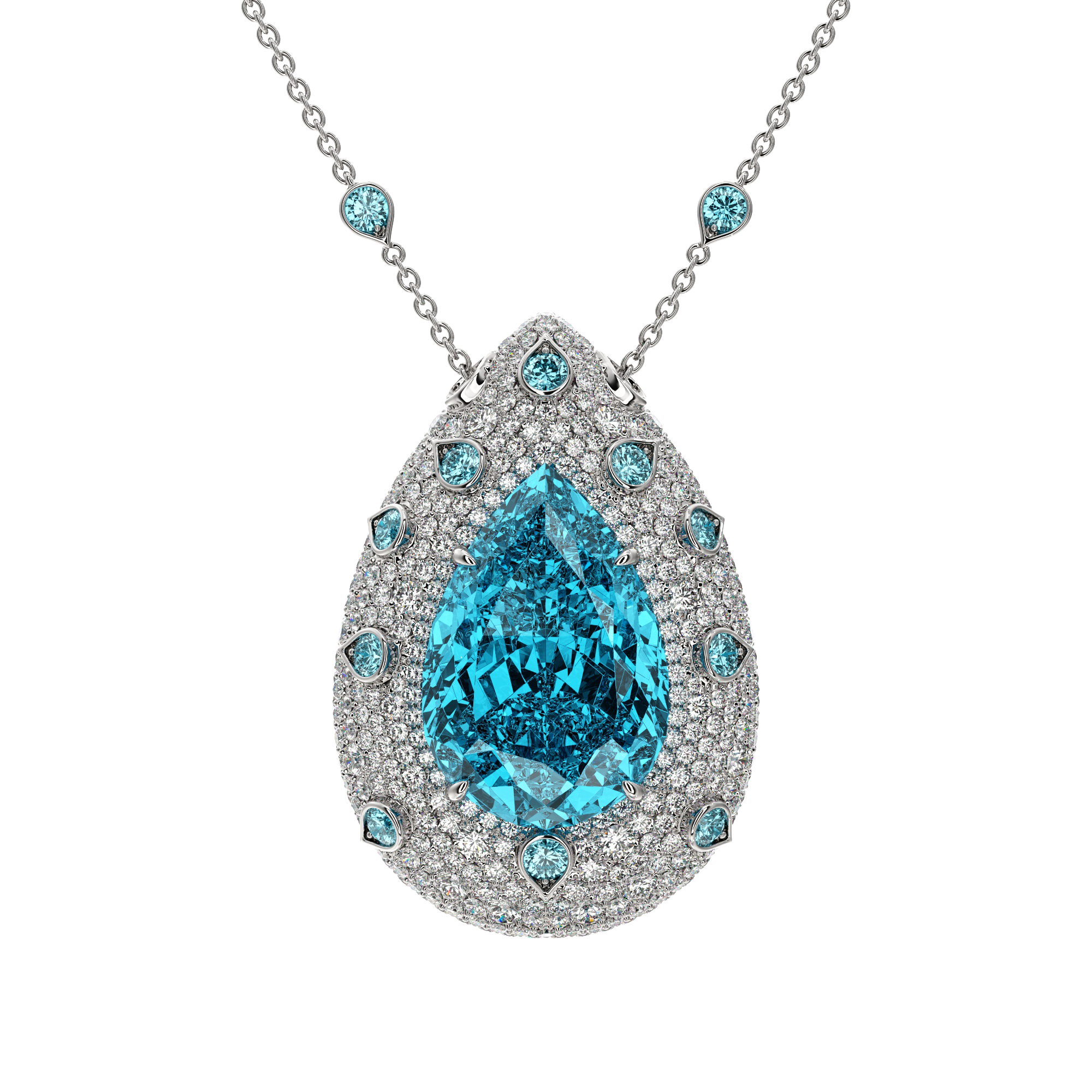 Paraiba Tourmaline Halo Pendant High Jewellry Collection